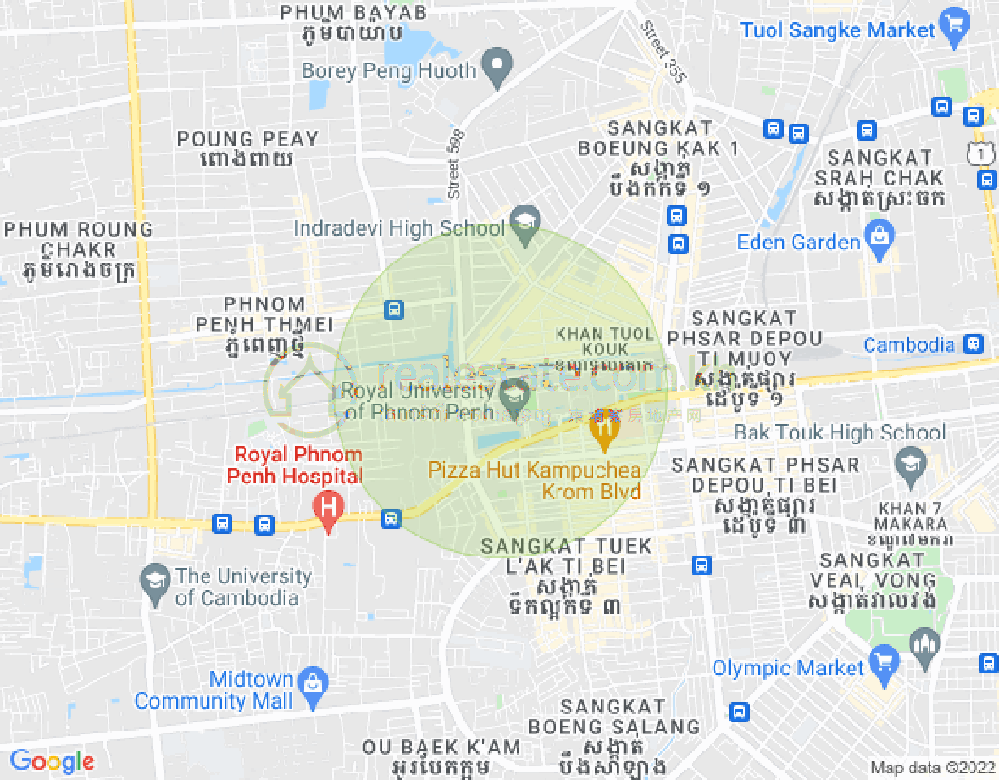 Mapa: Tuek L'ak 1, Toul Kork, Phnom Penh