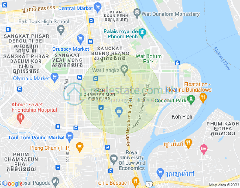 Mapa: BKK 1, Boeng Keng Kang, Phnom Penh
