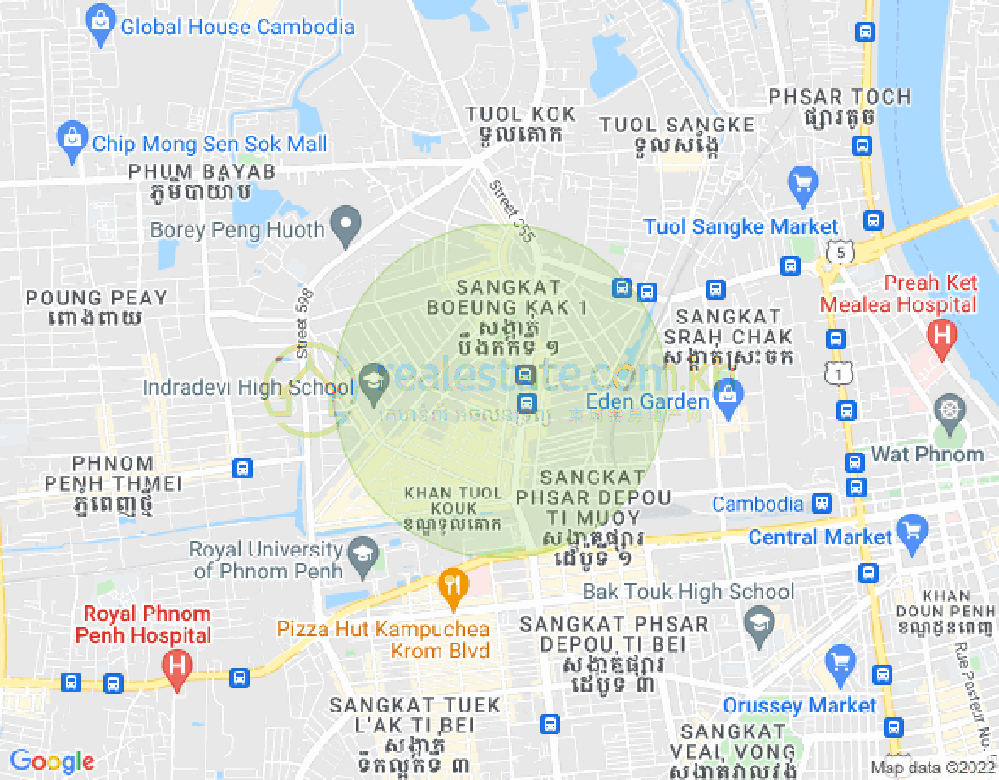 万谷湖1分区, 堆谷区, 金边地图