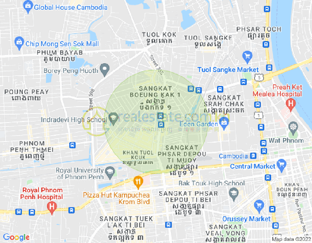 万谷湖1分区, 堆谷区, 金边地图