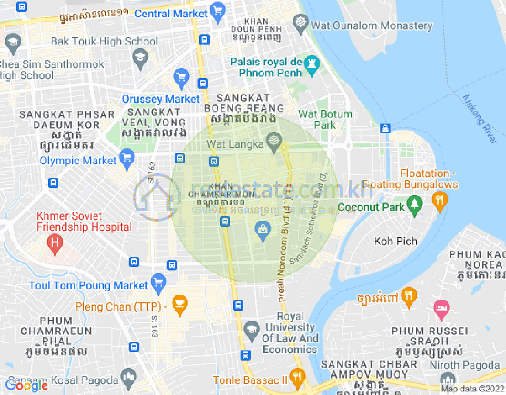 万景岗2分区（BKK2), 波哥堪, 金边地图