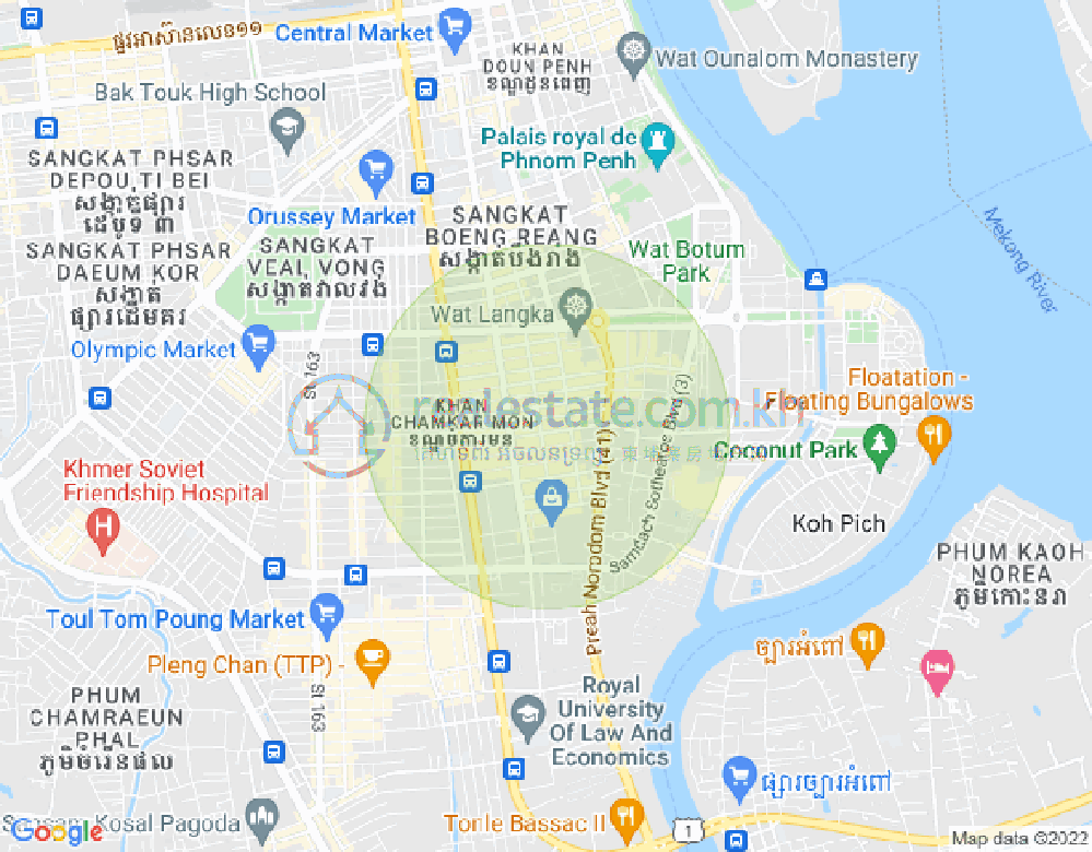 Carte de BKK 1, Boeng Keng Kang, Phnom Penh