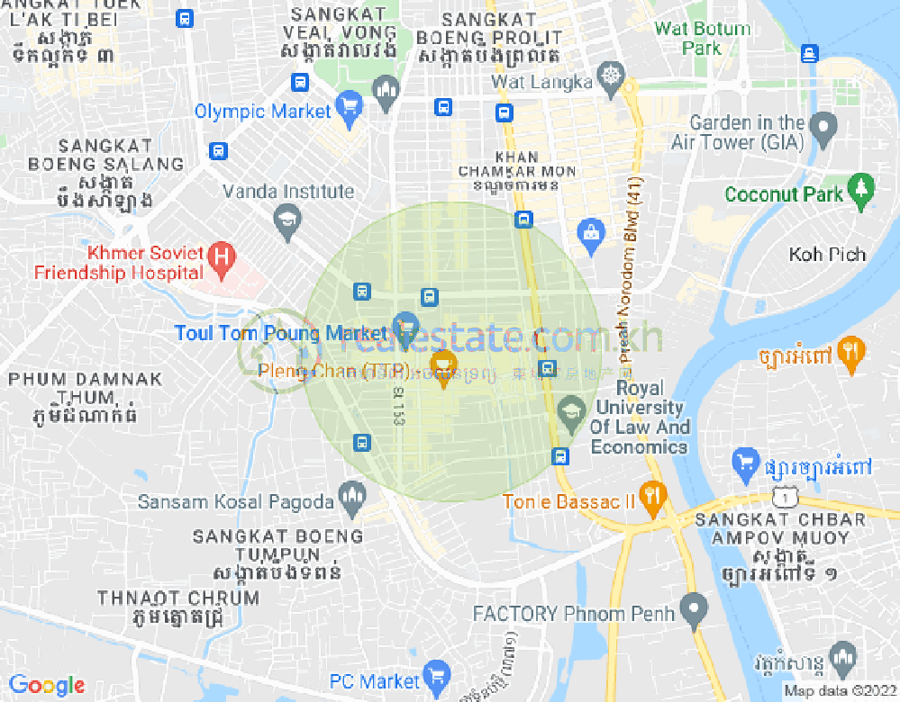 Карта Тул Том Пунг 1, Чамкармон, Пномпень