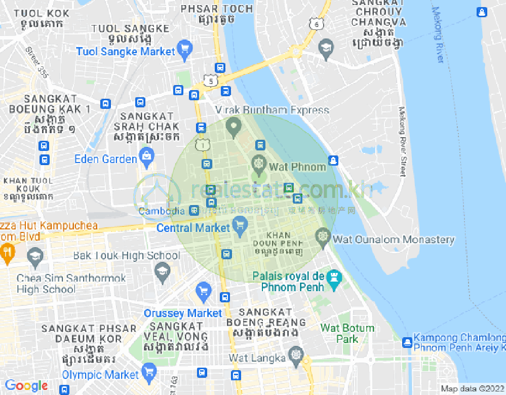 แผนที่ วัดพนม, ดวนป็ญ, พนมเปญ