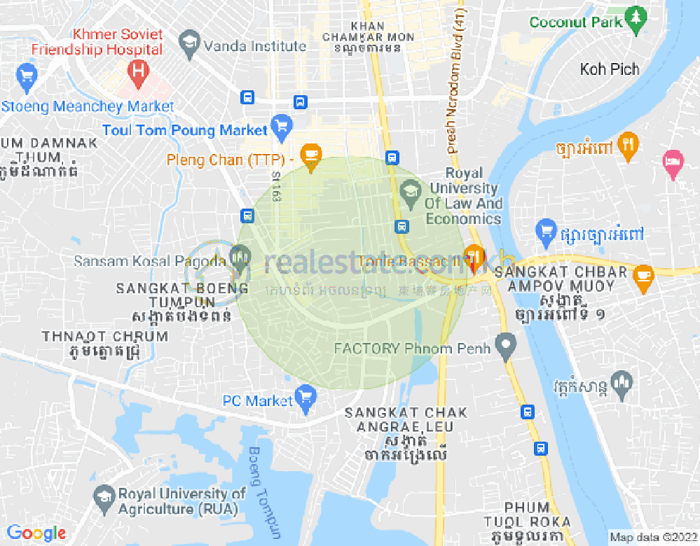 แผนที่ พสาร์เดิมทะกอ, จัมการมอน, พนมเปญ