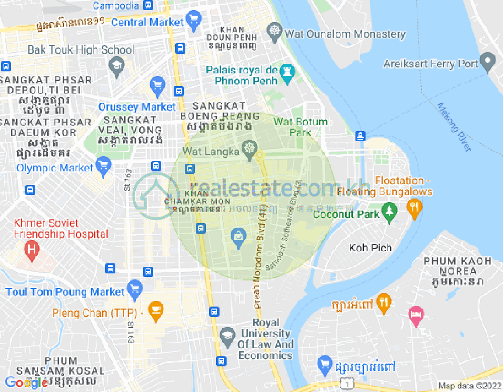 Map of BKK 1, Boeng Keng Kang, Phnom Penh