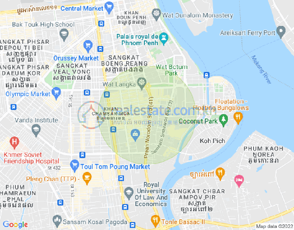 Mapa: BKK 1, Boeng Keng Kang, Phnom Penh