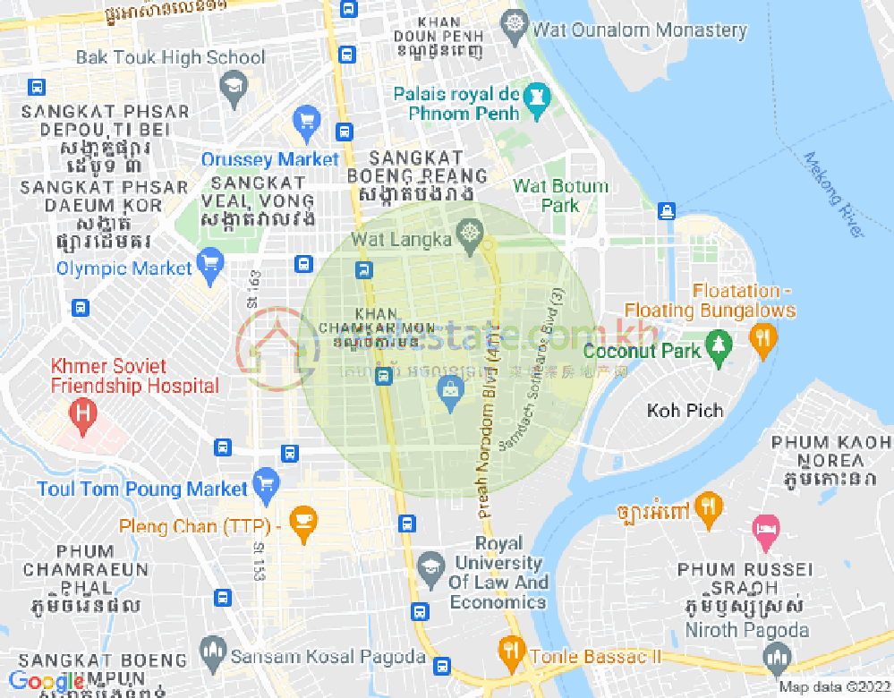 BKK 1, ボンケンコン, プノンペンの地図