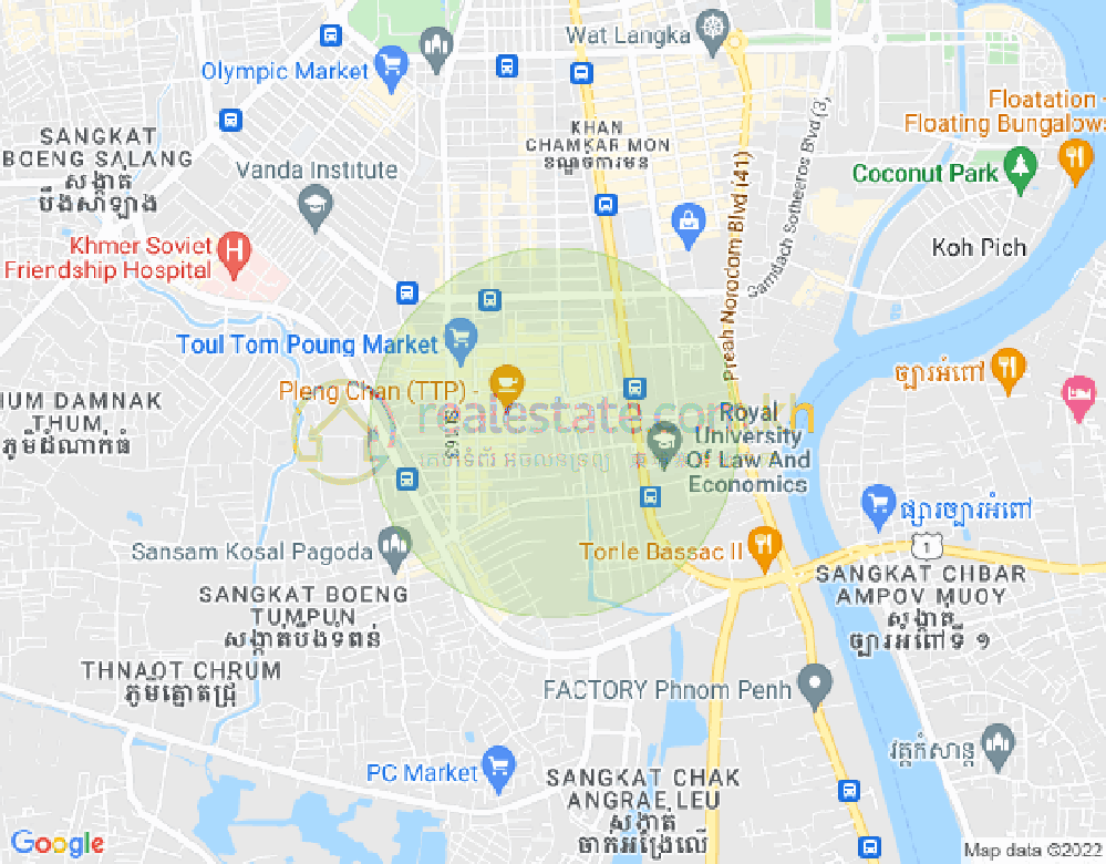 Mapa: Boeung Trabek, Chamkarmon, Phnom Penh