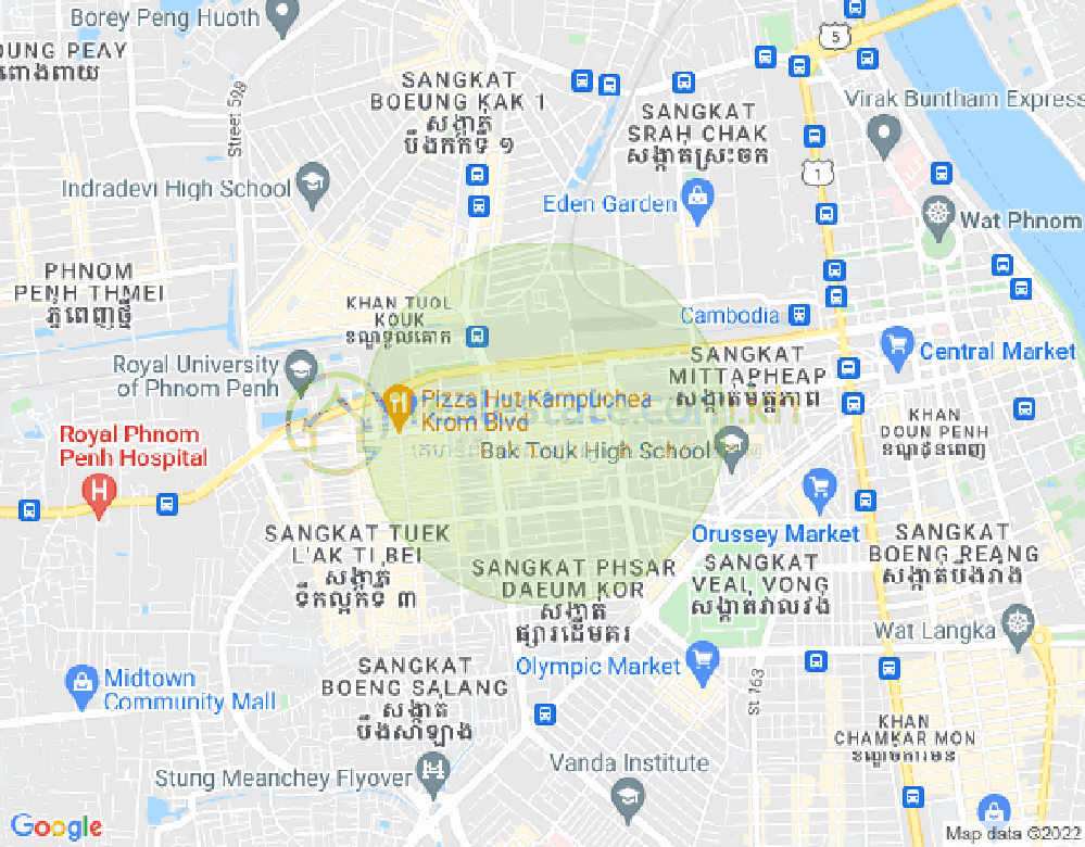 Mapa: Phsar Depou I, Toul Kork, Phnom Penh