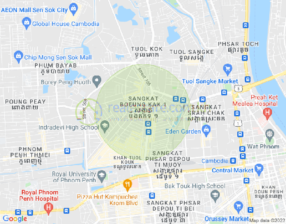 แผนที่ บึงกัก 1, ตuolโกก, พนมเปญ