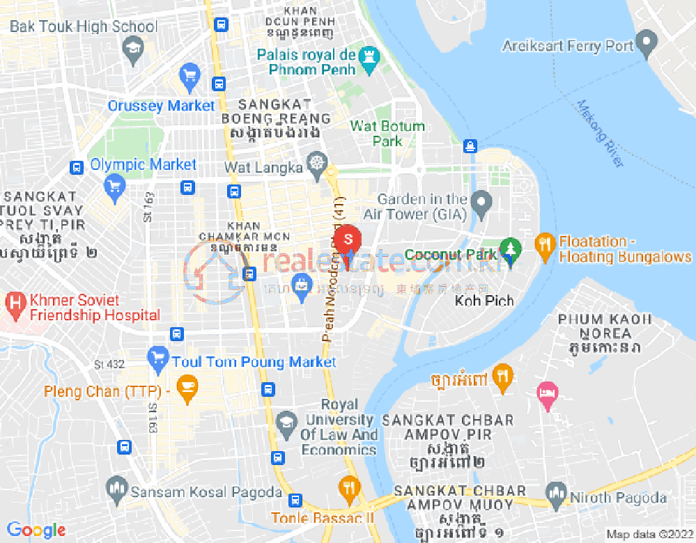 Carte de Tonle Bassac, Chamkarmon, Phnom Penh