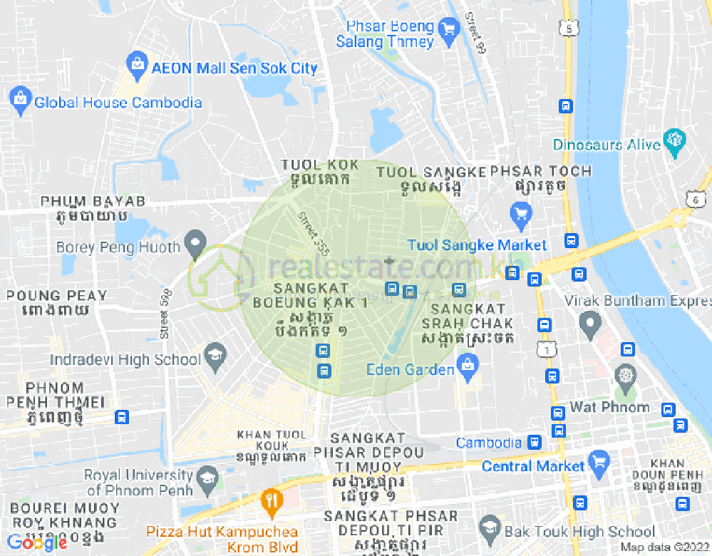 Mapa: Boeung Kak 1, Toul Kork, Phnom Penh