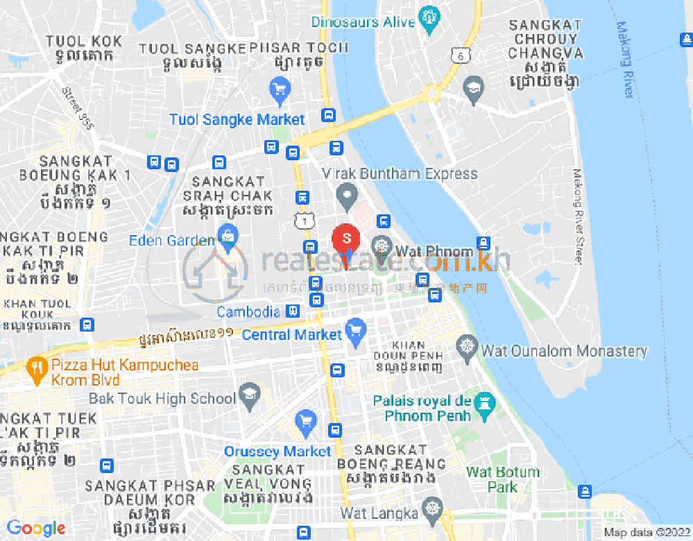 Map of Srah Chak, Daun Penh, Phnom Penh