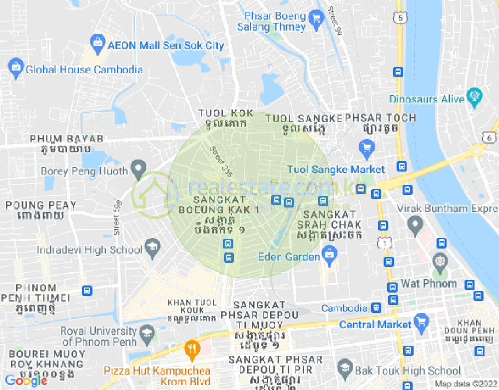 ブン・カック1, トゥールコーク, プノンペンの地図