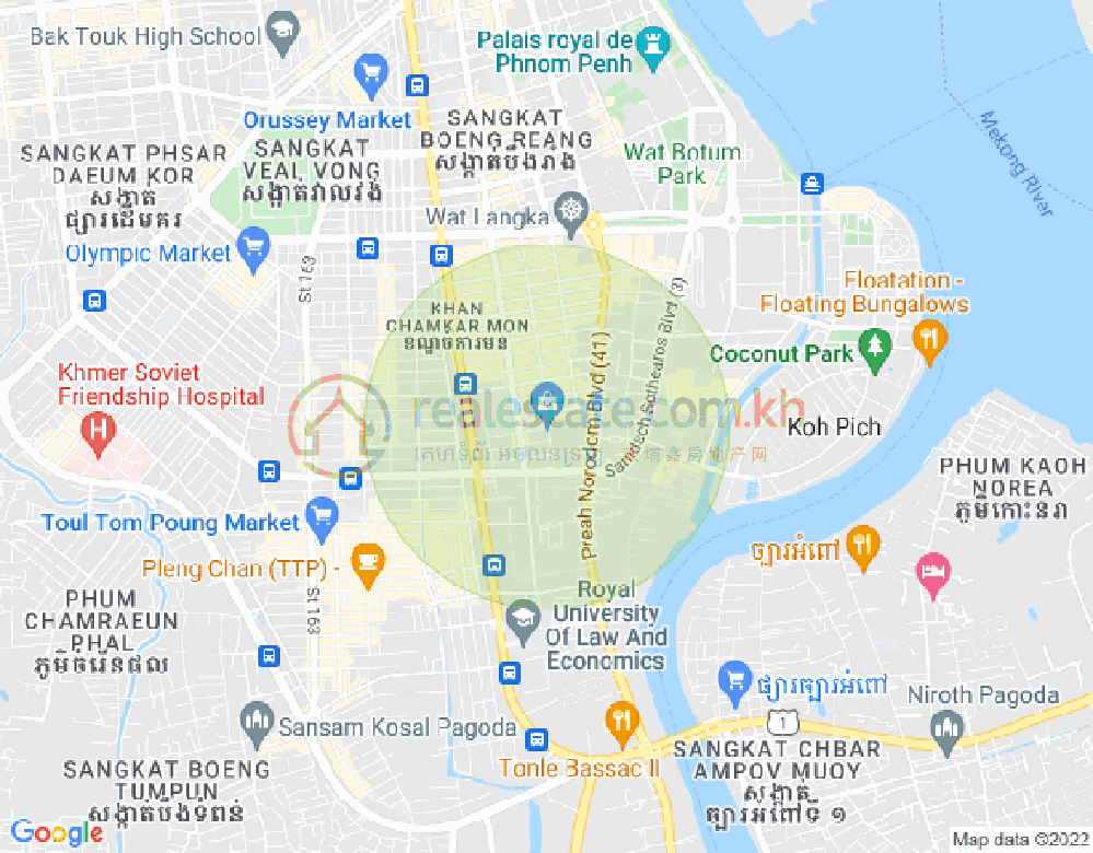 BKK 1, ボンケンコン, プノンペンの地図