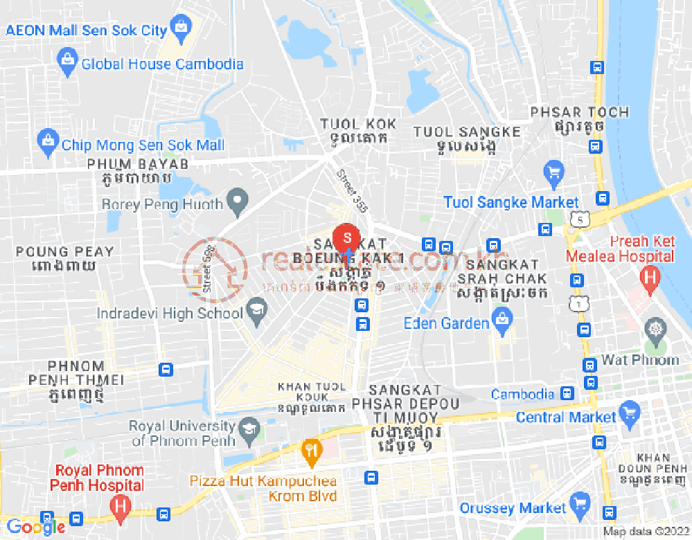 Mapa: Boeung Kak 1, Toul Kork, Phnom Penh