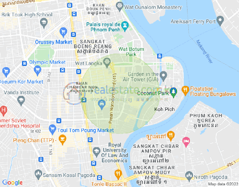 Mapa: BKK 1, Boeng Keng Kang, Phnom Penh