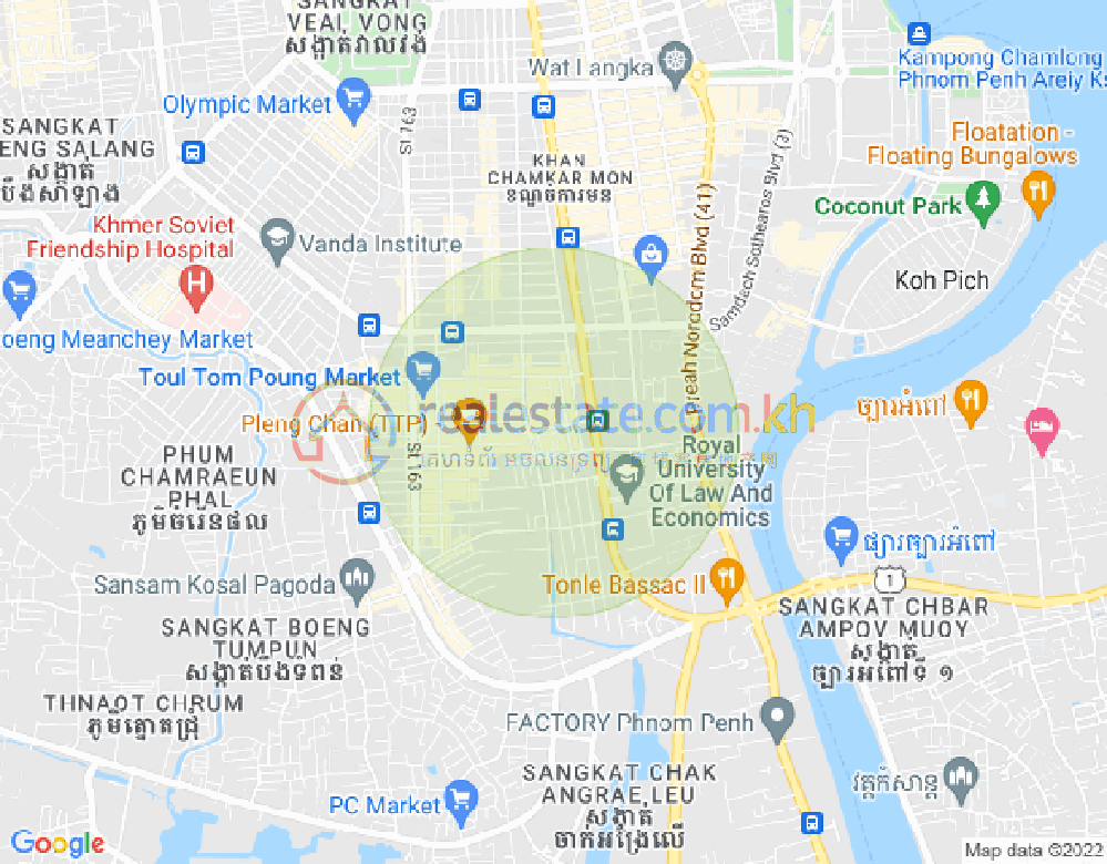 トゥールトンポン1, チャムカモン, プノンペンの地図