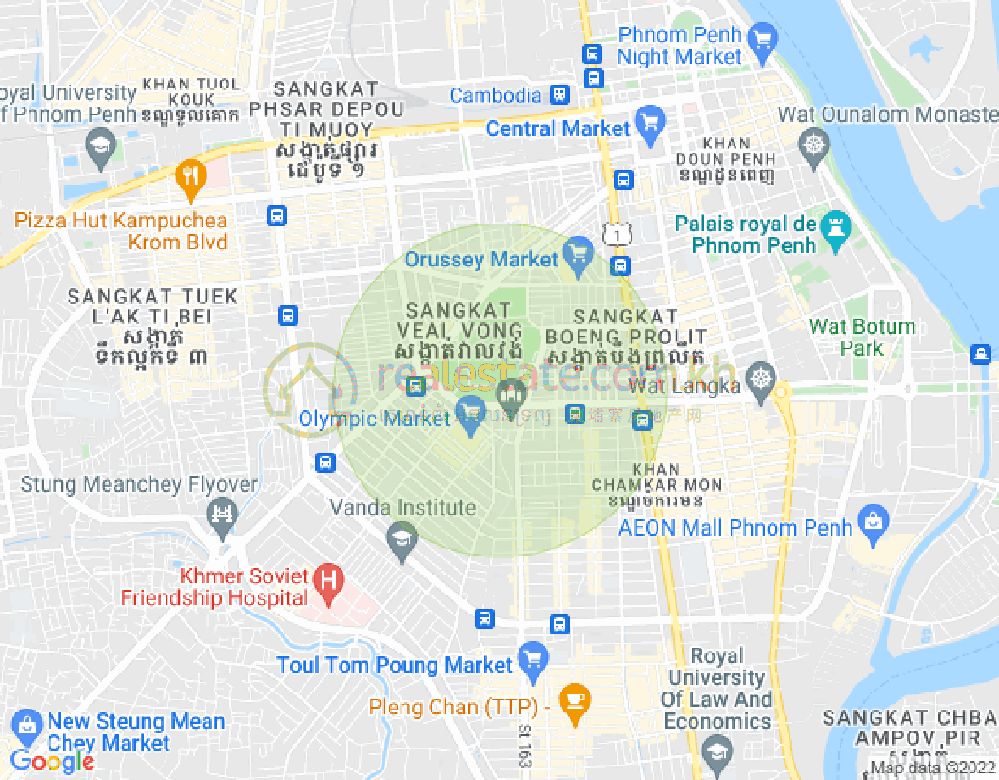 Mapa: Veal Vong, 7 Makara, Phnom Penh