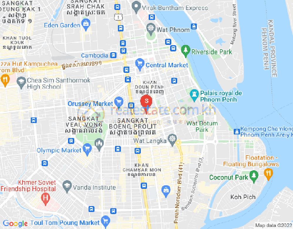 Mapa: Boeng Reang, Daun Penh, Phnom Penh