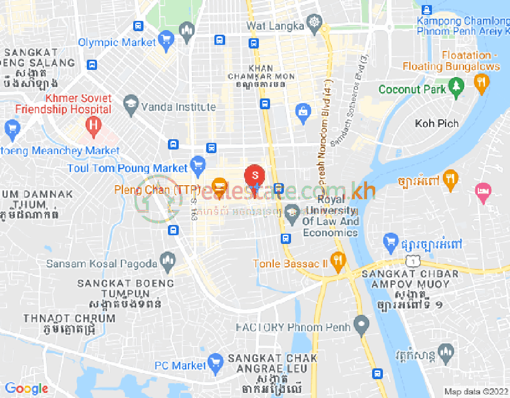 Mapa: Boeung Trabek, Chamkarmon, Phnom Penh