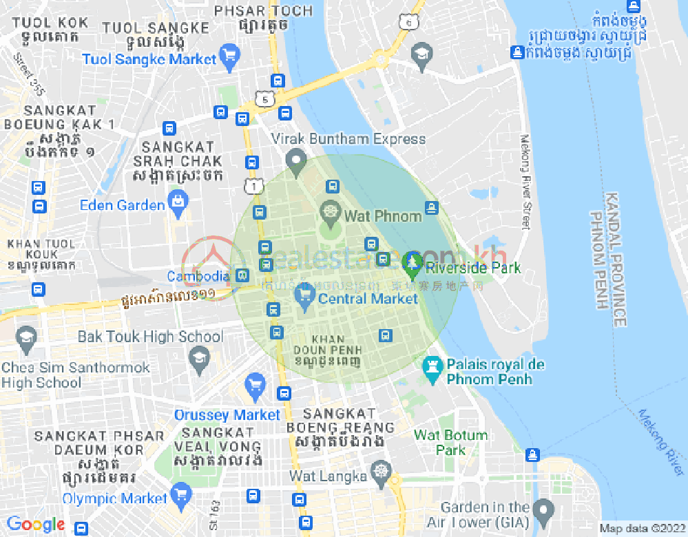 塔仔山, 隆边区, 金边地图