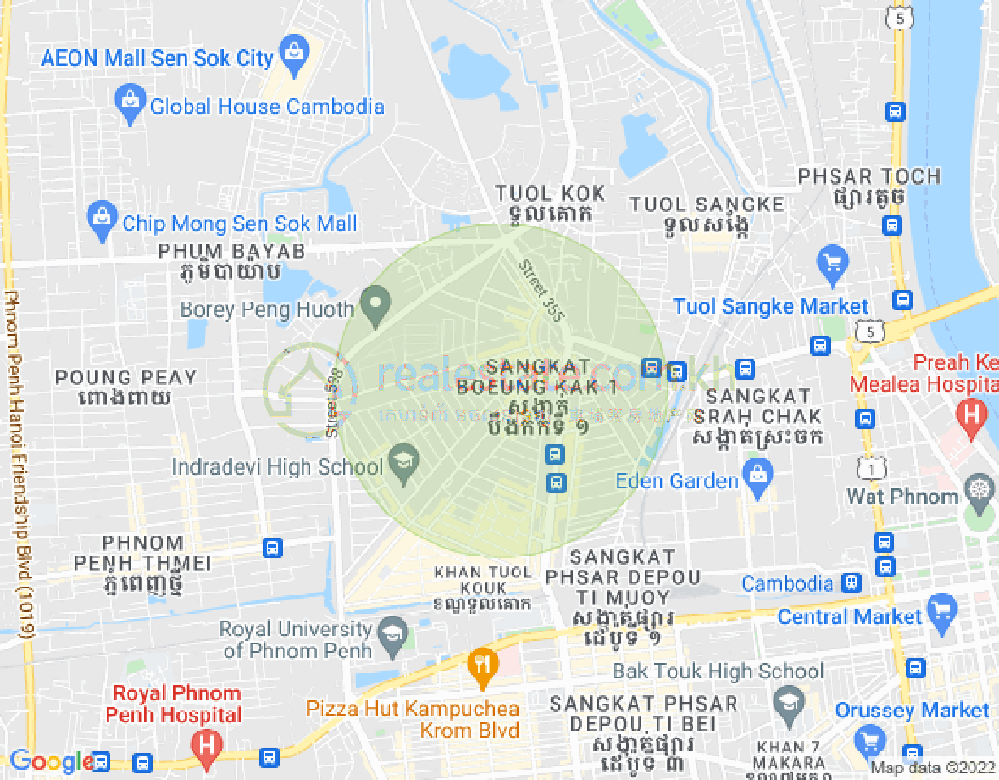 317 317, Tuek L'ak 1区, 堆谷区, 金边地图