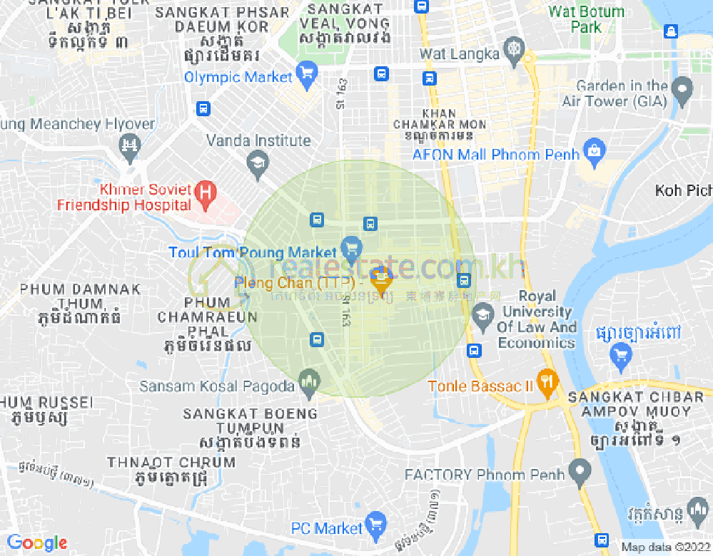 トゥールトンポン1, チャムカモン, プノンペンの地図