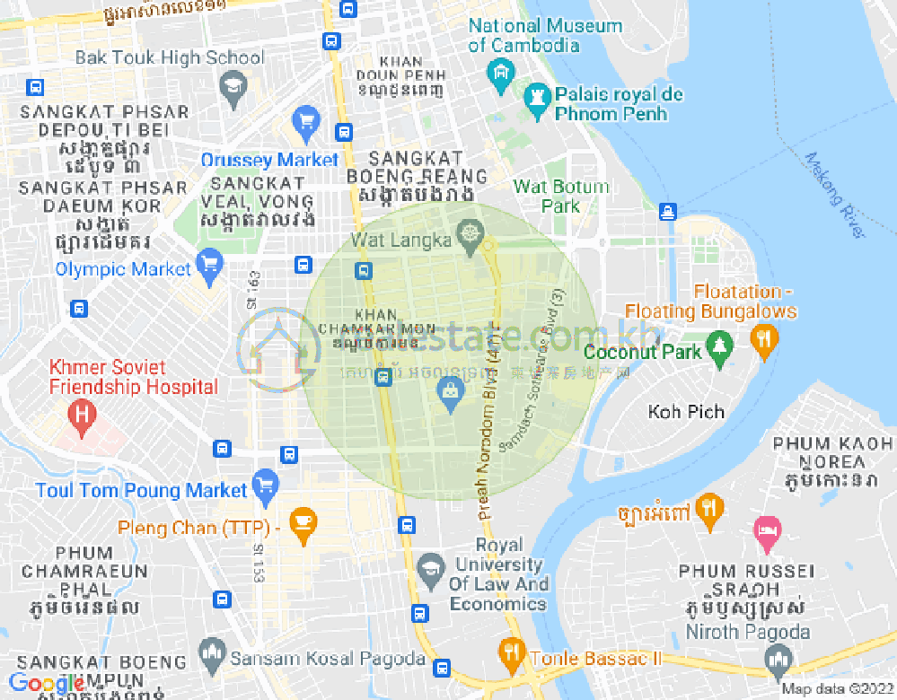 BKK 1, ボンケンコン, プノンペンの地図
