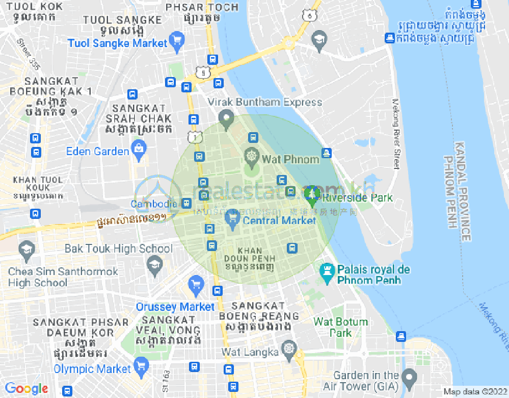 แผนที่ วัดพนม, ดวนป็ญ, พนมเปญ