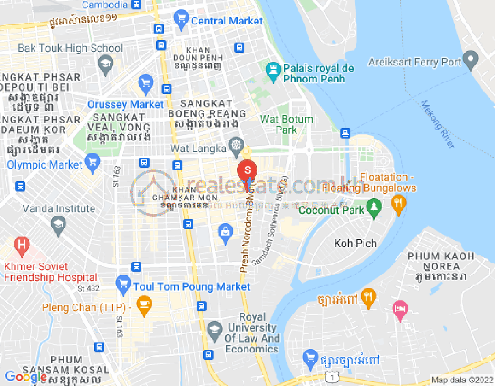 Map of Tonle Bassac, Chamkarmon, Phnom Penh