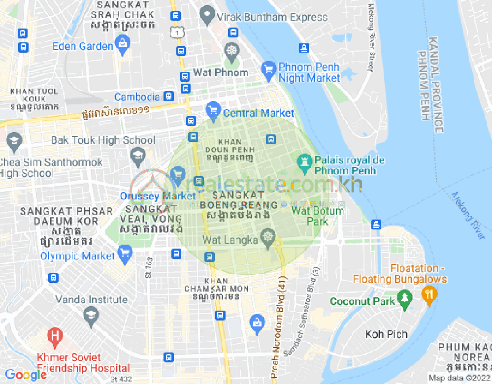 Mapa: Phsar Kandal I, Daun Penh, Phnom Penh