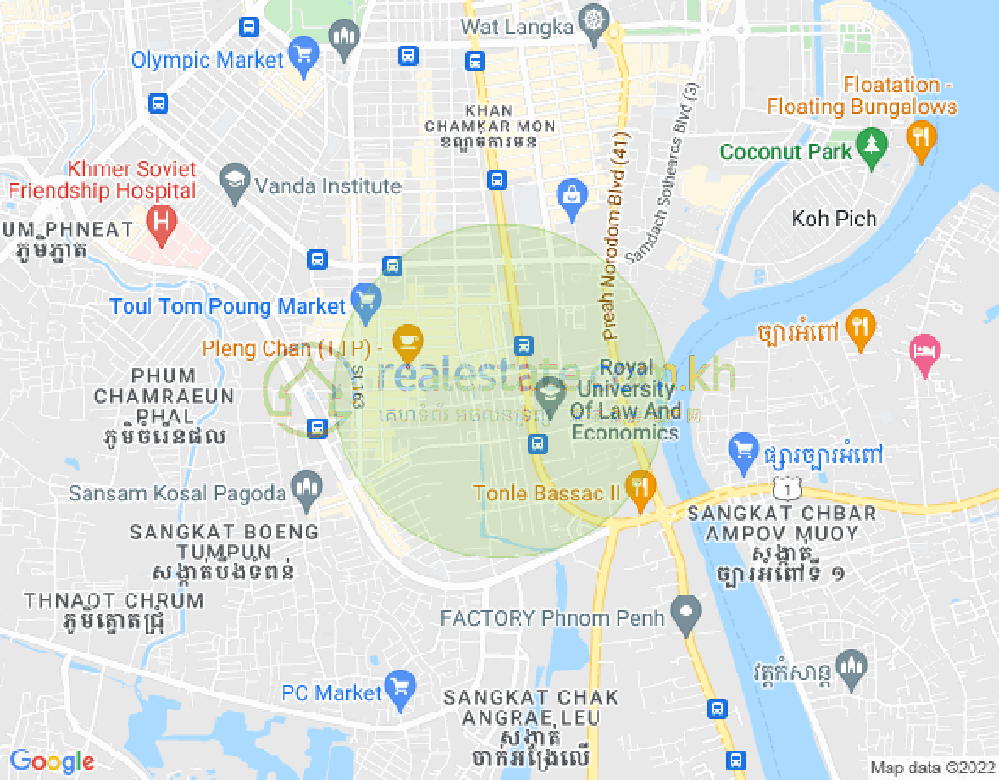 Map of Boeung Trabek, Chamkarmon, Phnom Penh