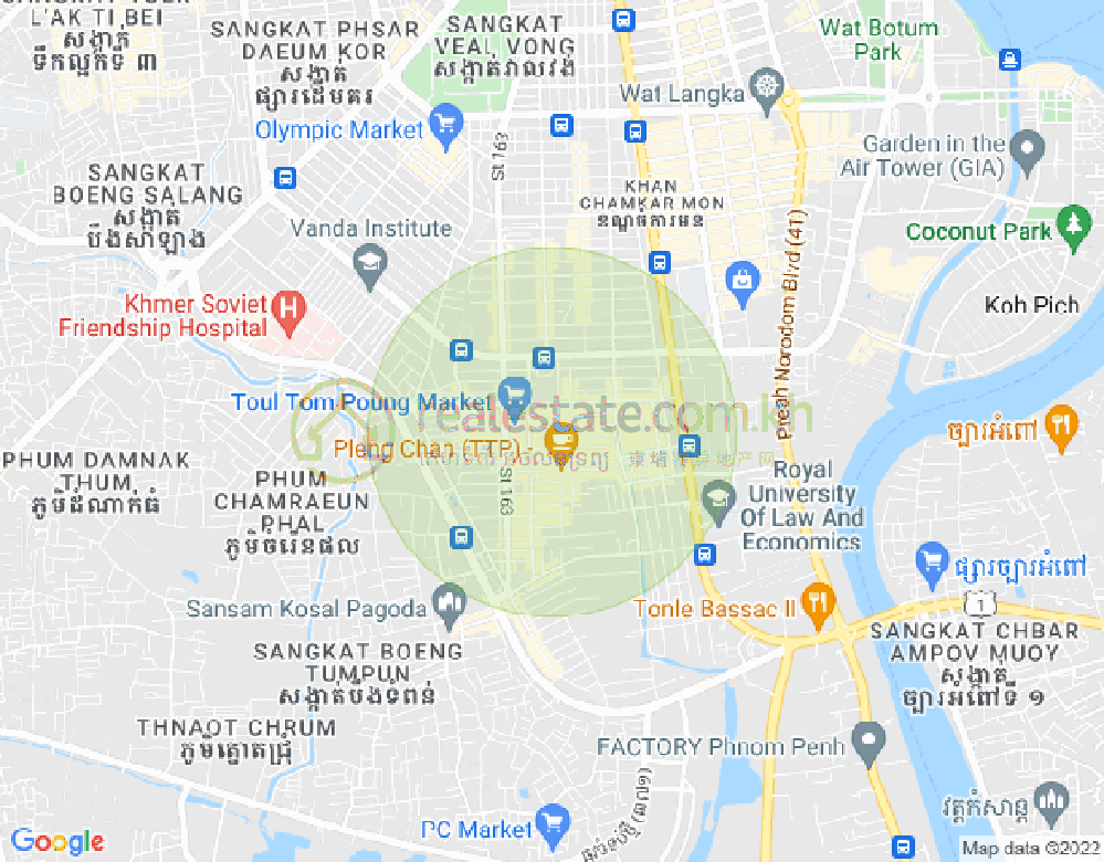 トゥールトンポン1, チャムカモン, プノンペンの地図