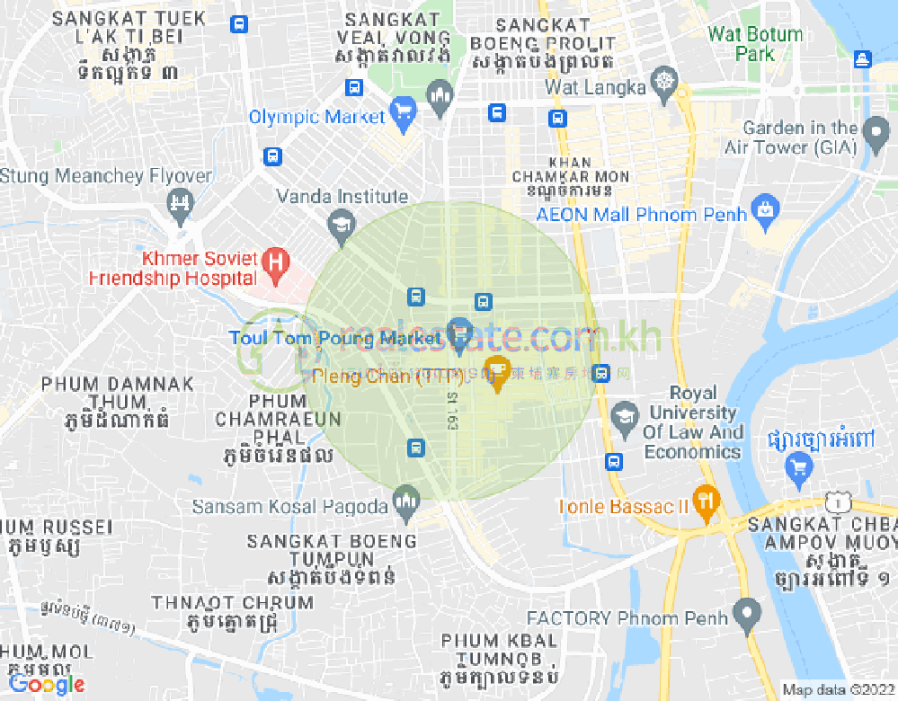 Map of Toul Tum Poung 1, Chamkarmon, Phnom Penh