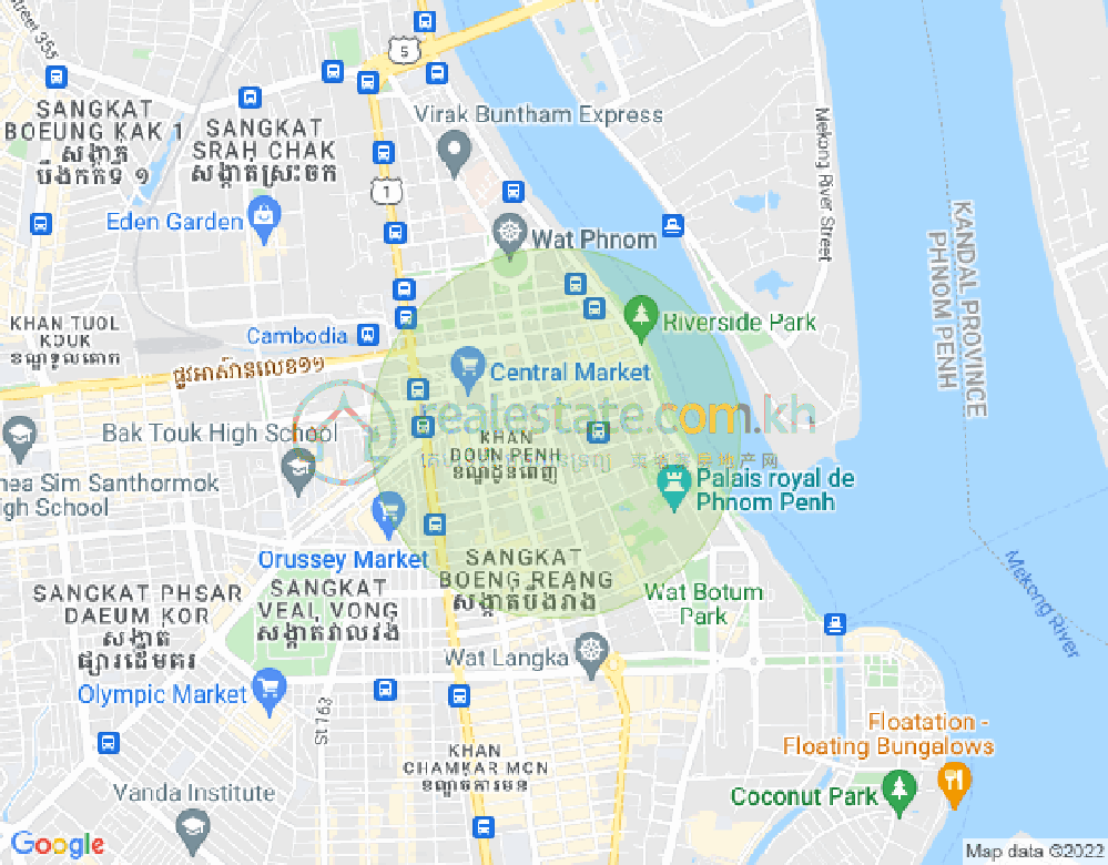 下市仔1分区, 隆边区, 金边地图