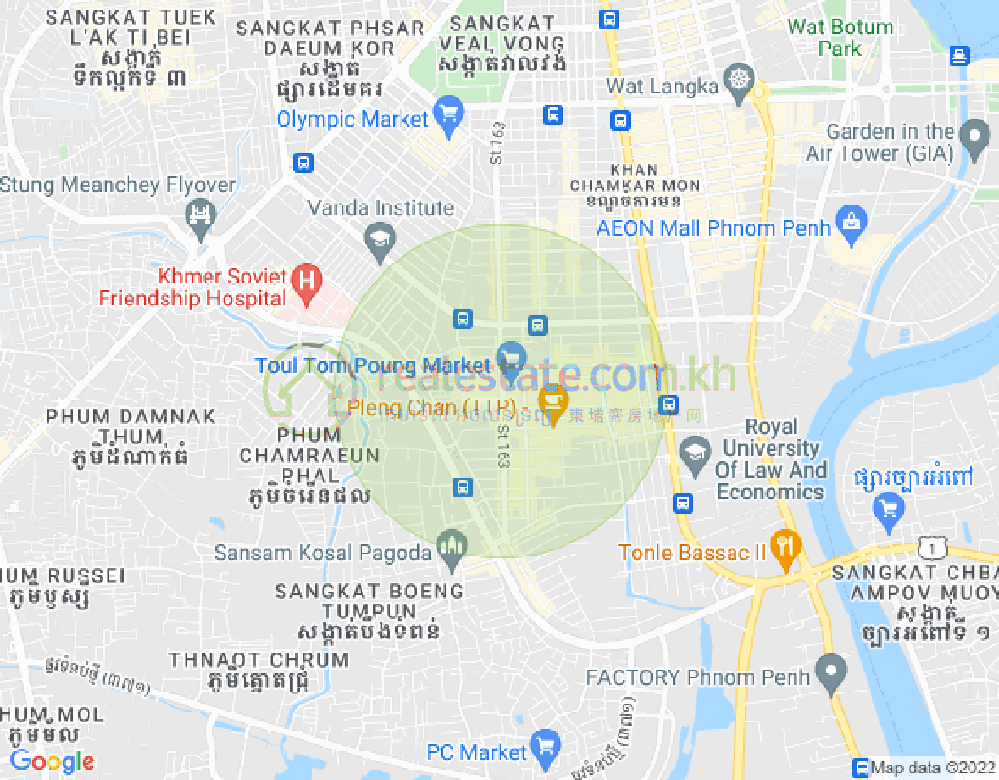Mapa: Toul Tum Poung 1, Chamkarmon, Phnom Penh