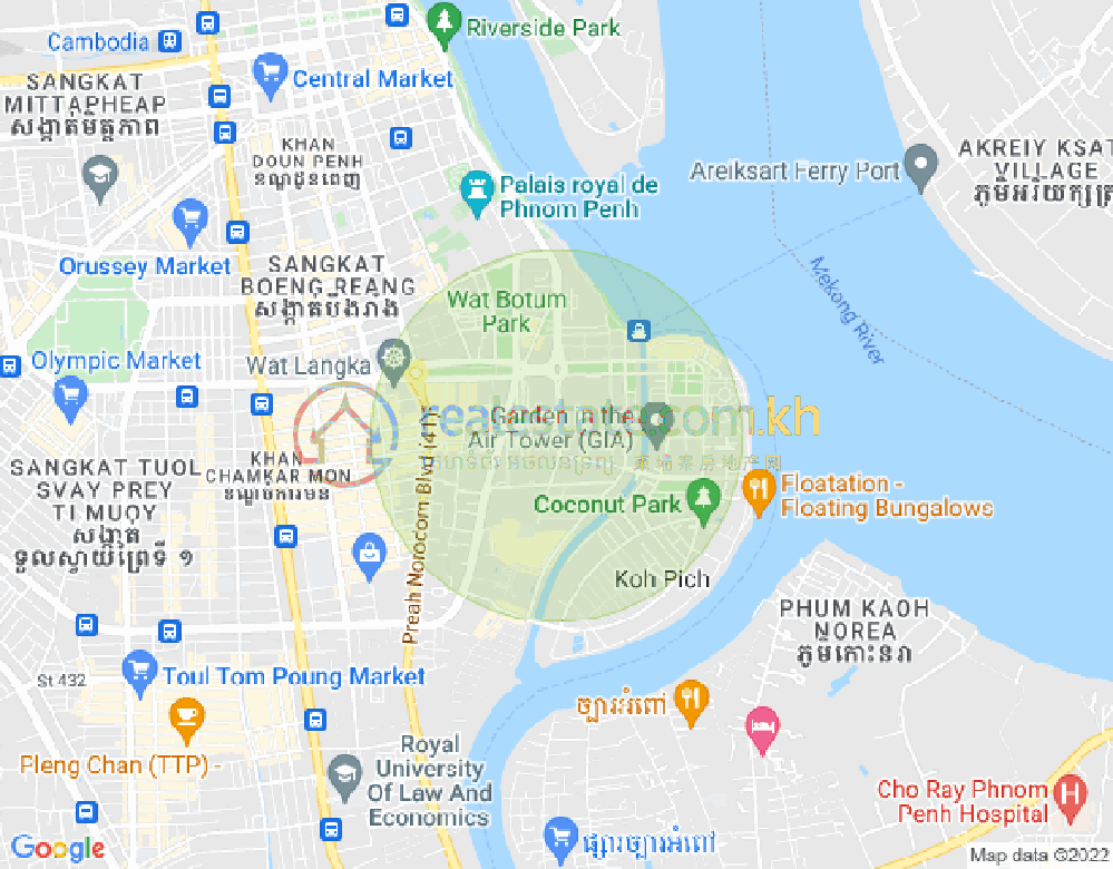 Carte de Tonle Bassac, Chamkarmon, Phnom Penh