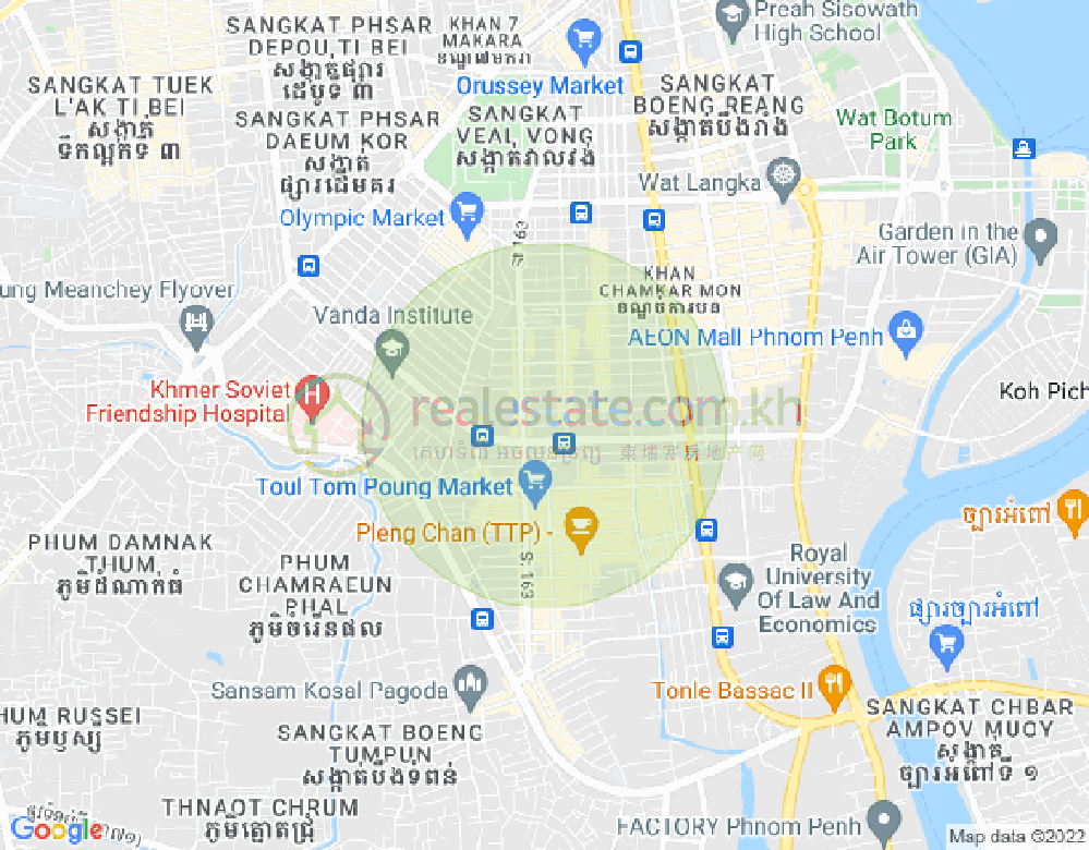 Map of Toul Tum Poung 1, Chamkarmon, Phnom Penh