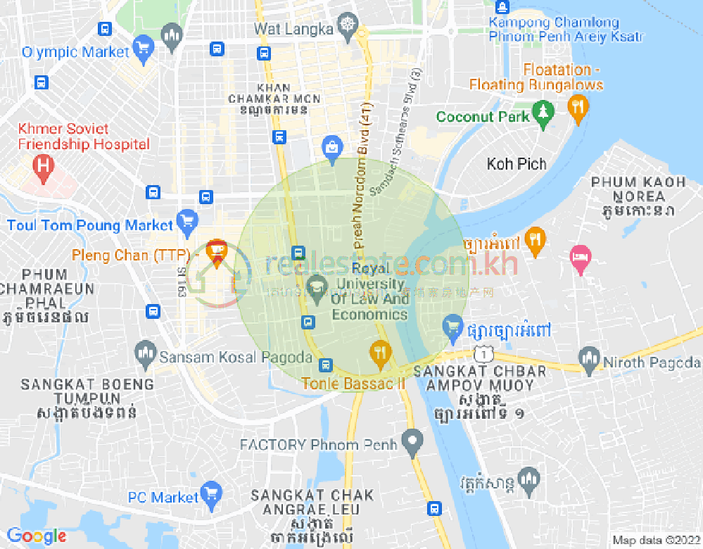 Carte de Tonle Bassac, Chamkarmon, Phnom Penh