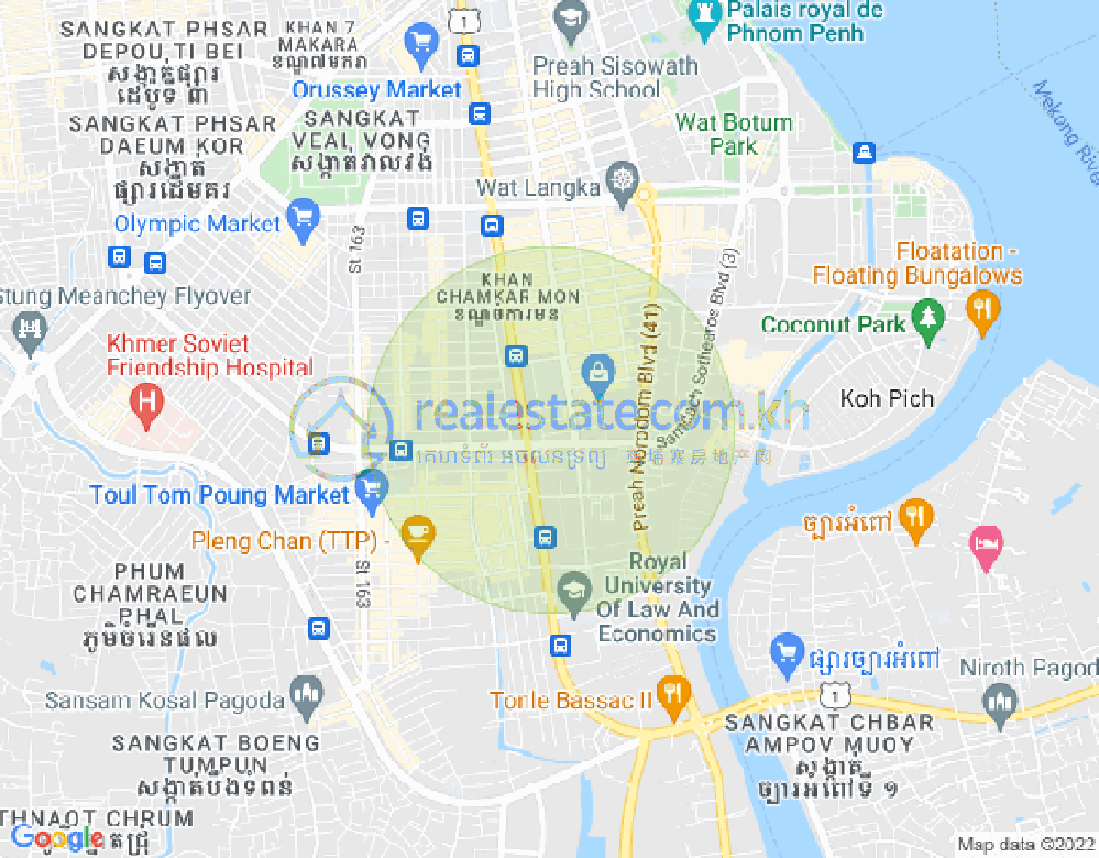 Mapa: Boeung Trabek, Chamkarmon, Phnom Penh