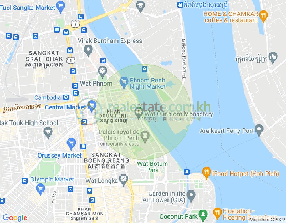 Carte de Phsar Kandal I, Daun Penh, Phnom Penh