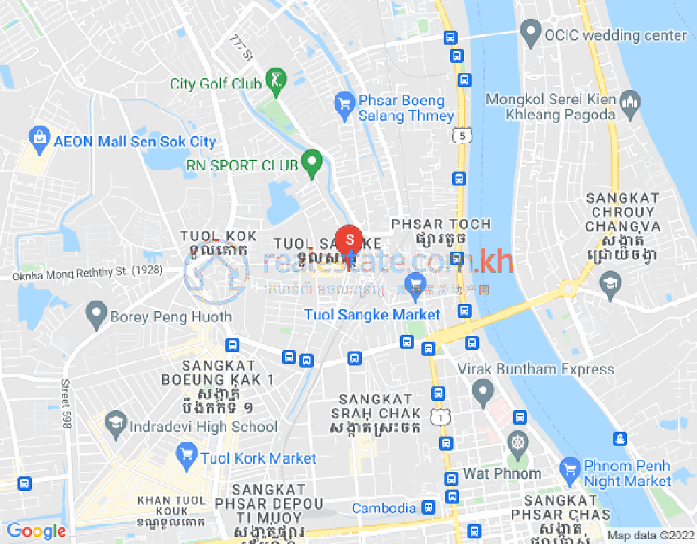 แผนที่ Tuol Sangke, รoussey เกอ, พนมเปญ