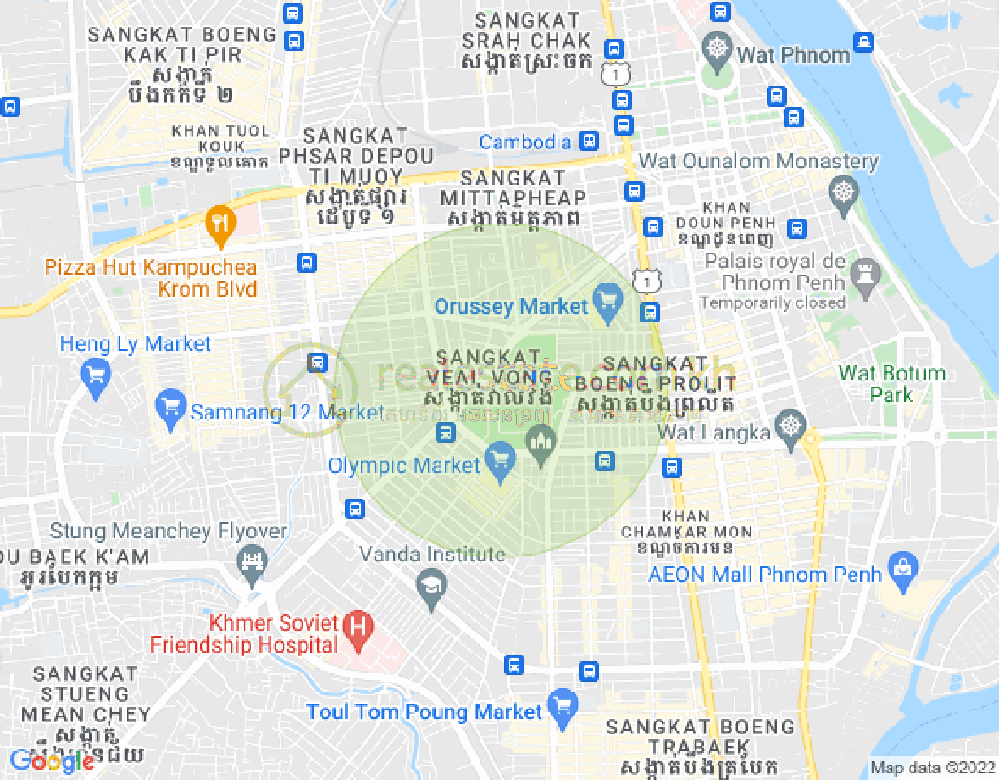 Mapa: Veal Vong, 7 Makara, Phnom Penh