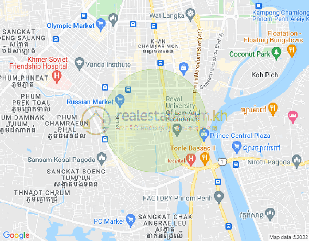 Map of Boeung Trabek, Chamkarmon, Phnom Penh