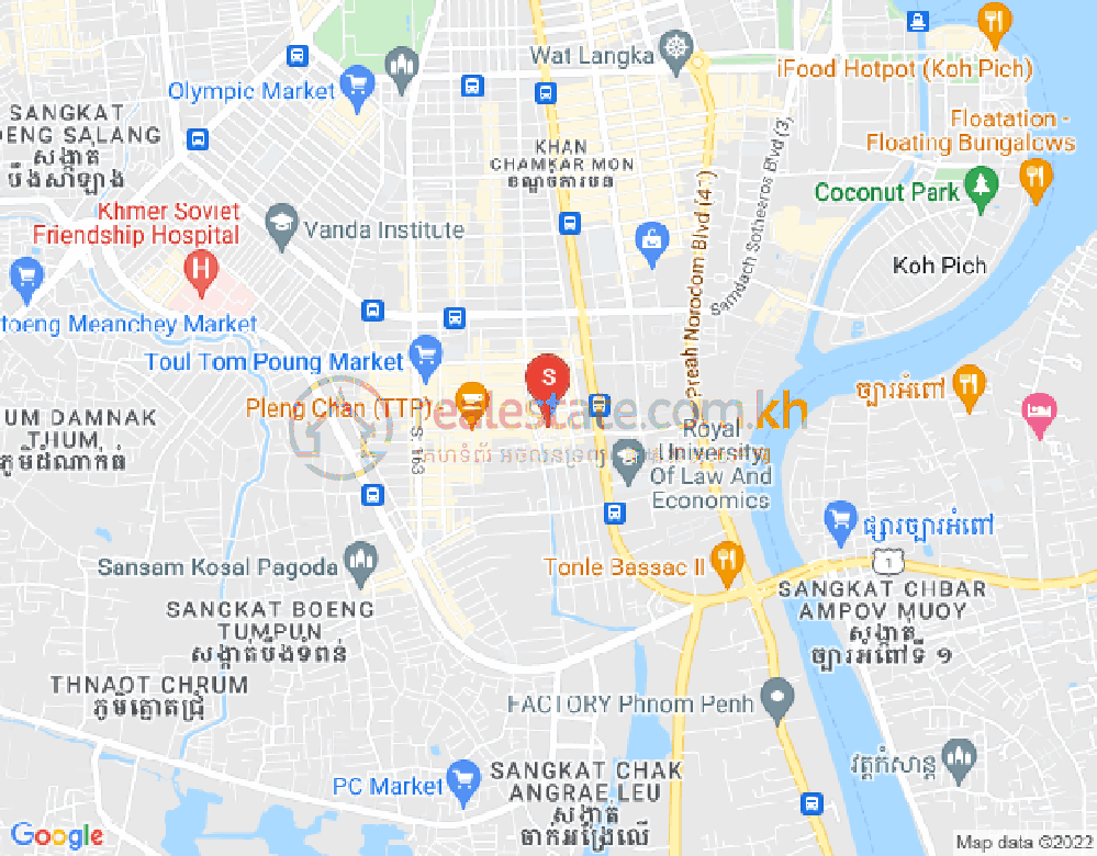ボエントラベク, チャムカモン, プノンペンの地図