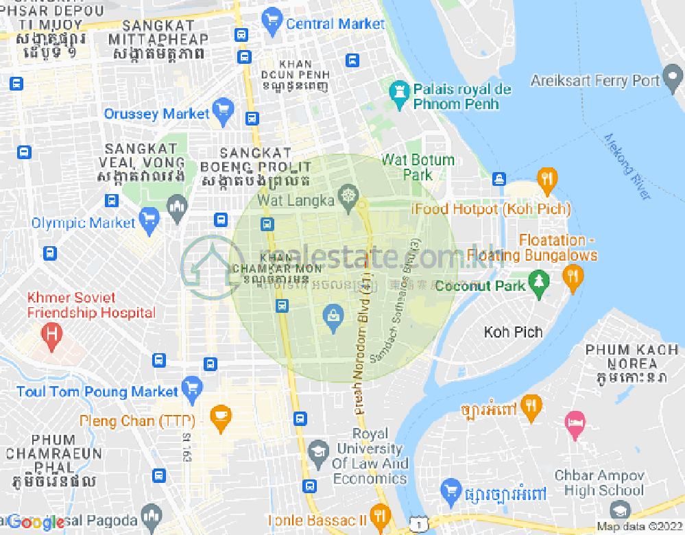 Map of BKK 1, Boeng Keng Kang, Phnom Penh