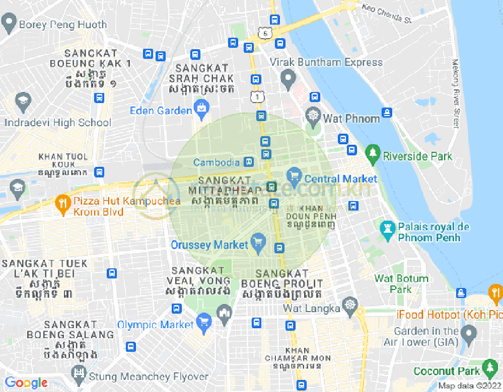新街市1分区, 隆边区, 金边地图