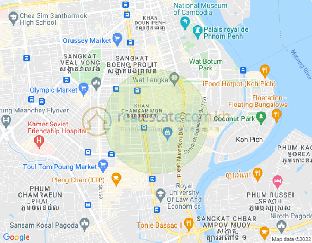 Map of BKK 1, Boeng Keng Kang, Phnom Penh